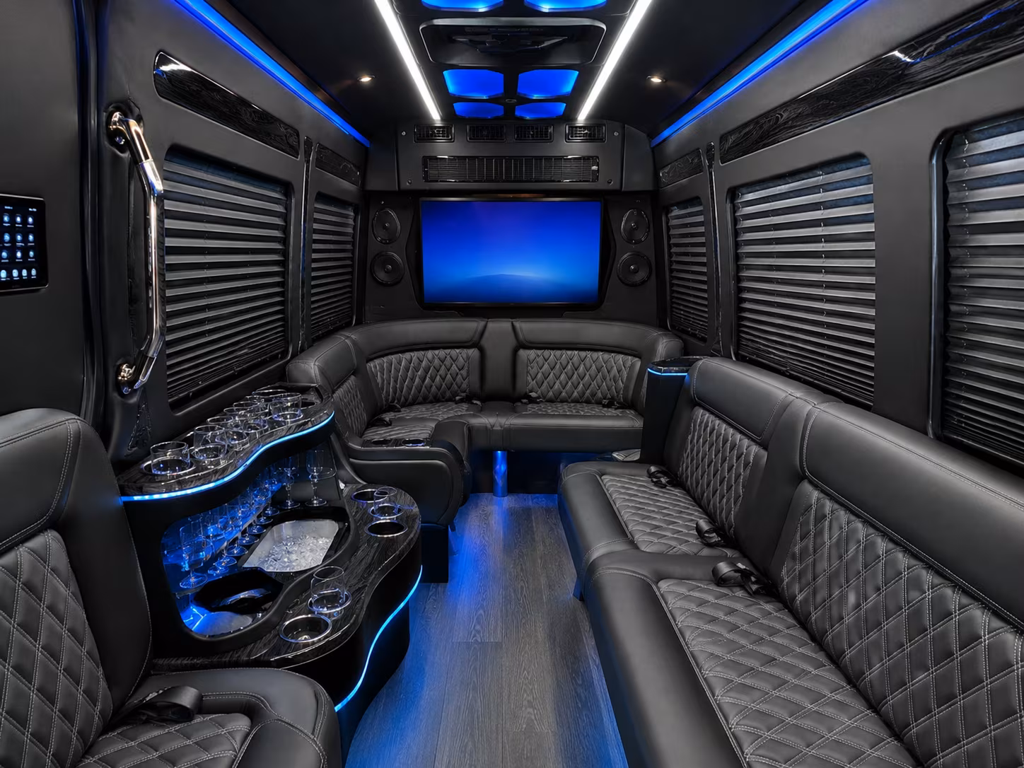 midwest city 15 passenger party bus interior