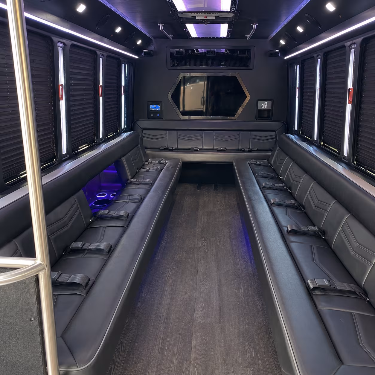 midwest city 18 passenger party bus interior