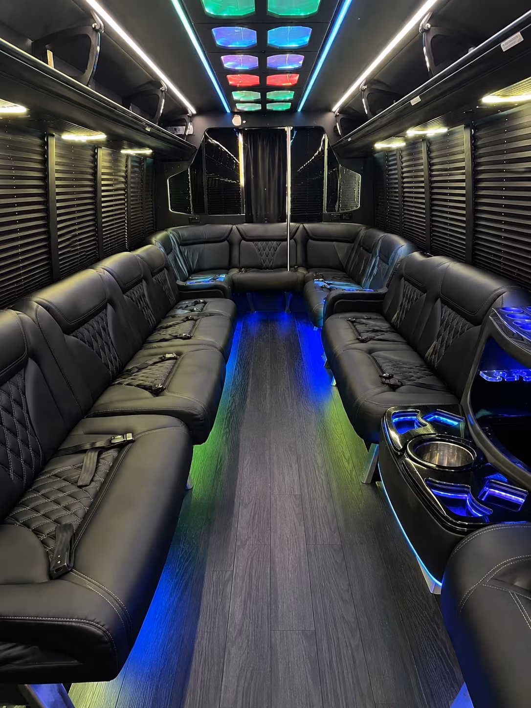 midwest city 20 passenger party bus interior