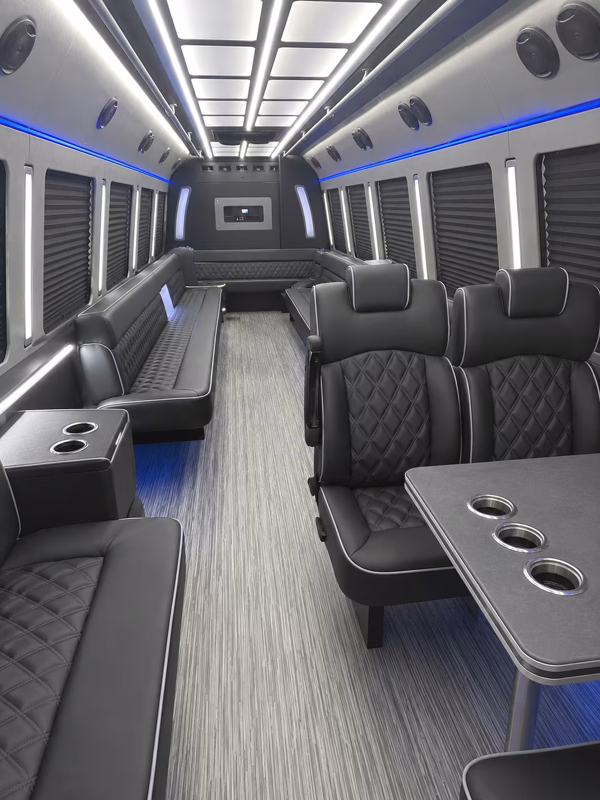 midwest city 25 passenger party bus inside