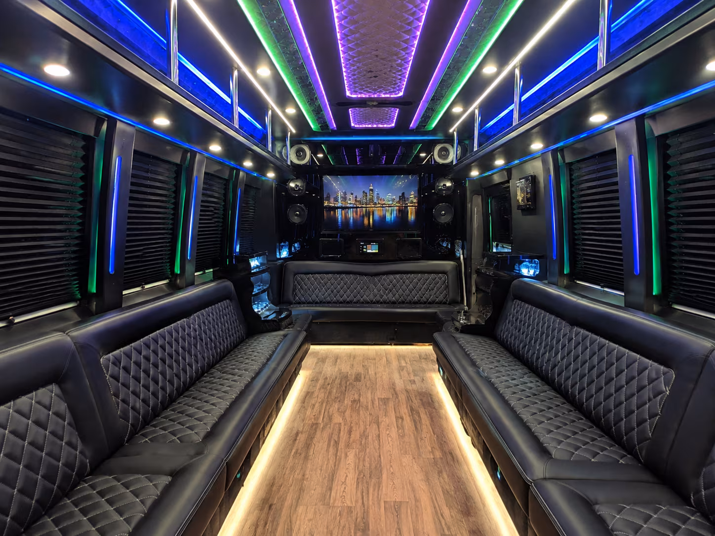 midwest city 25 passenger party bus interior