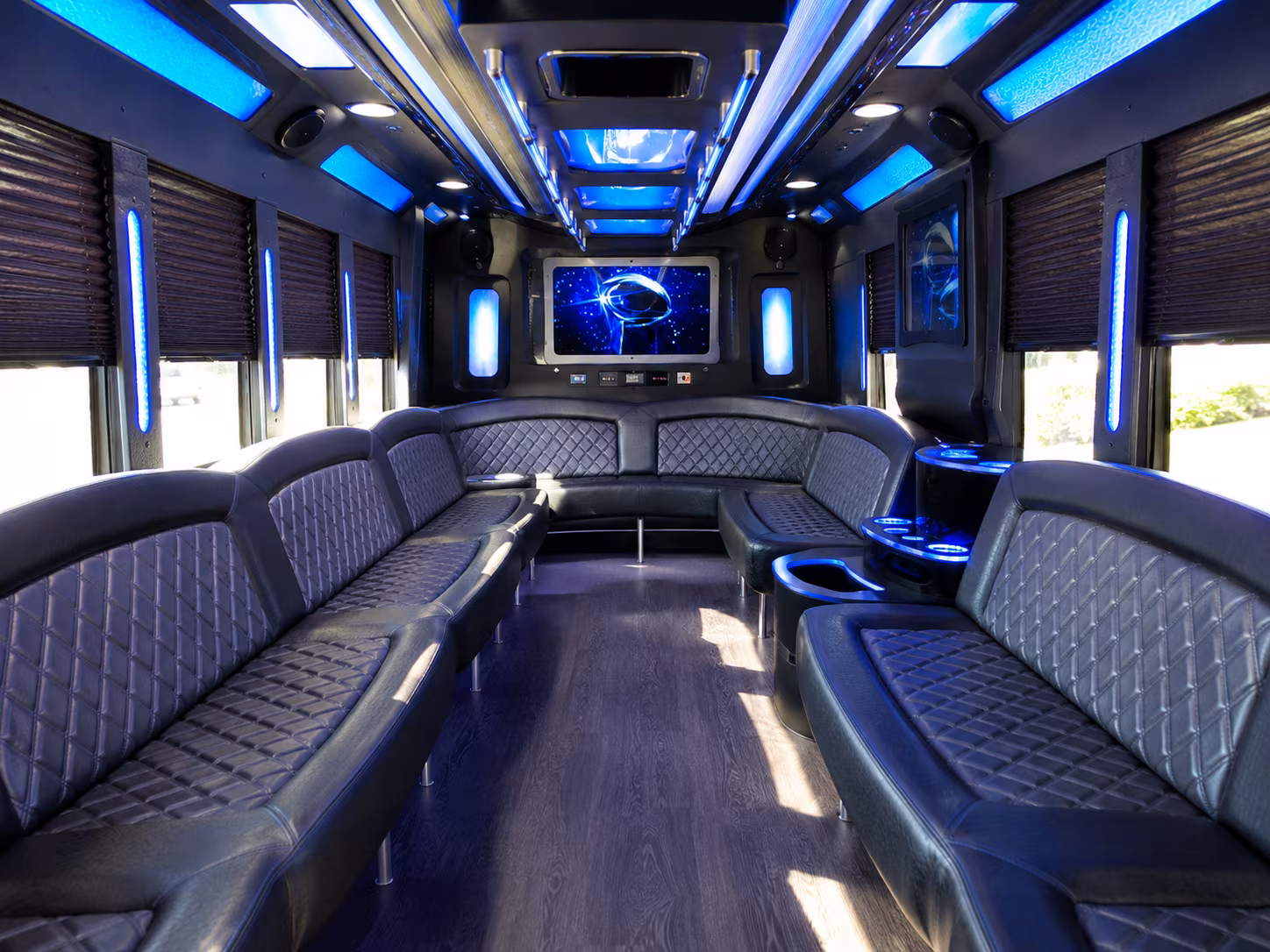 midwest city 28 passenger party bus inside