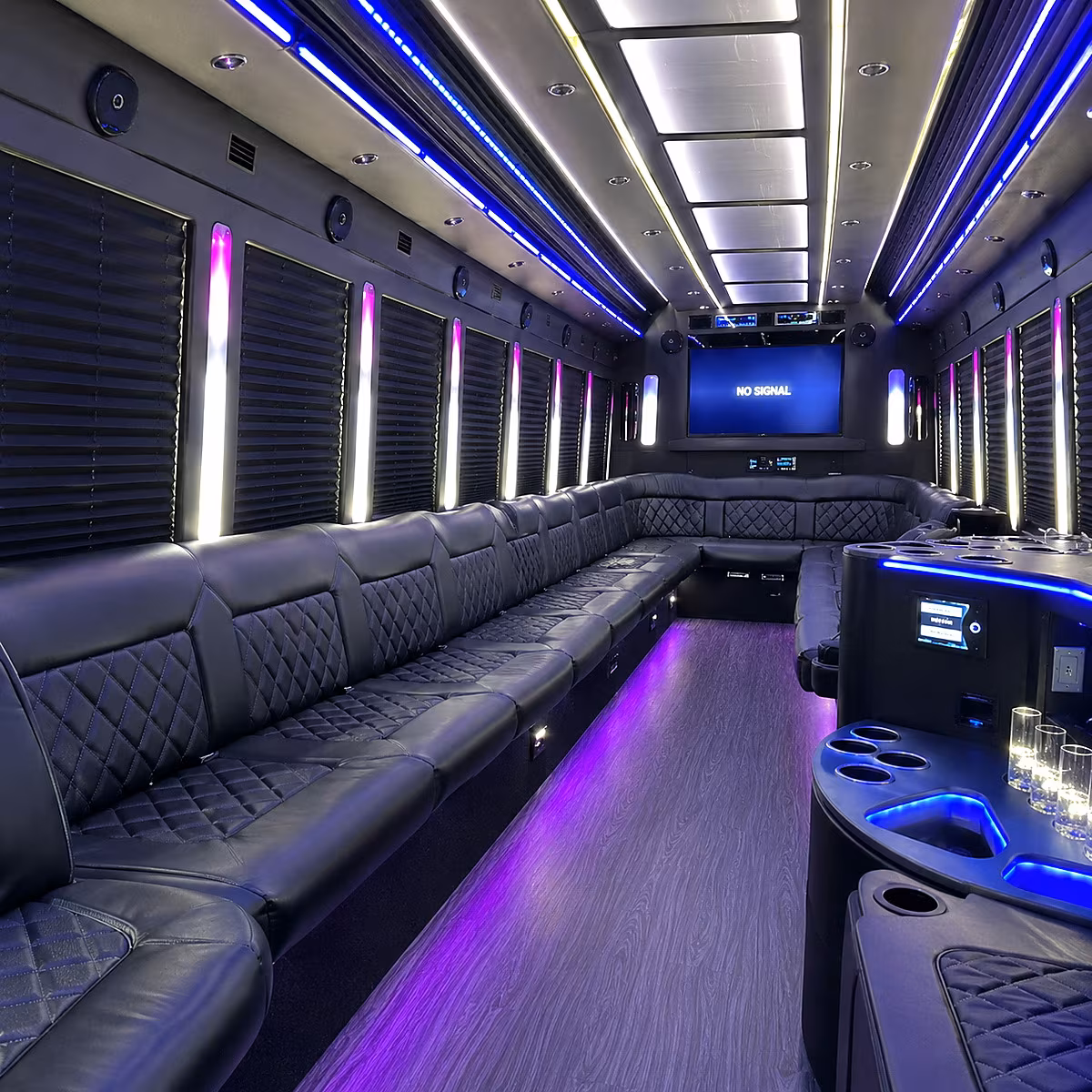 midwest city 30 passenger party bus inside