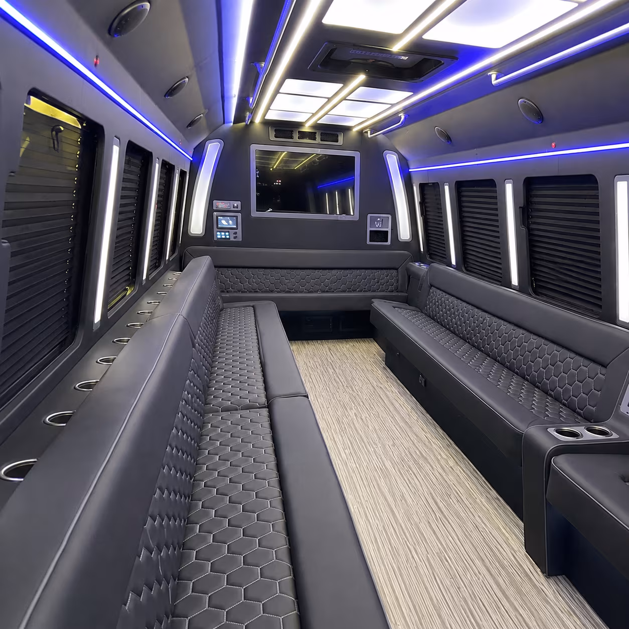 midwest city 40 passenger party bus inside