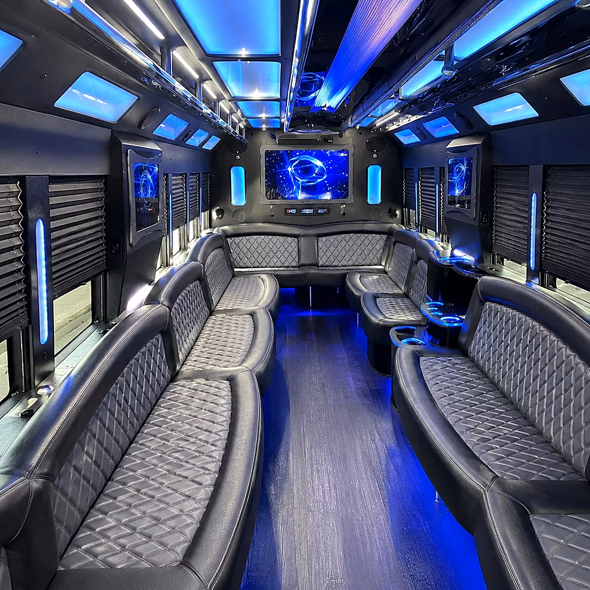 midwest city 50 passenger party bus interior