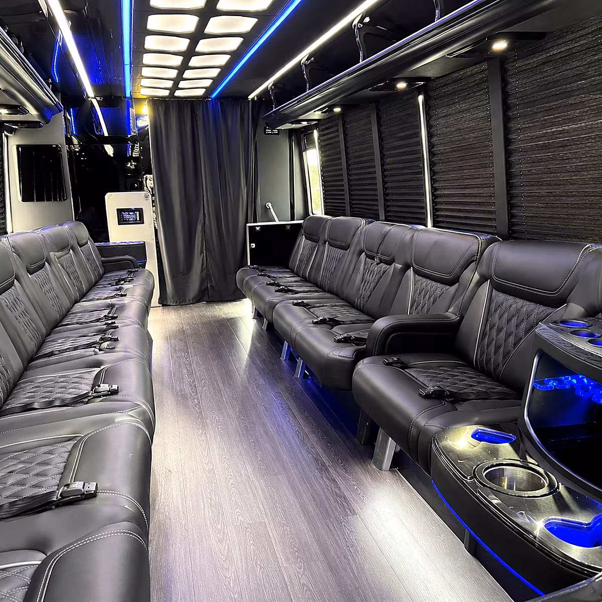 midwest city party bus rental interior